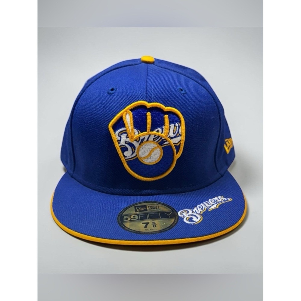 Milwaukee Brewers Big One Insider New Era Fitted Hat 59Fifty MLB Size 7 5/8 New